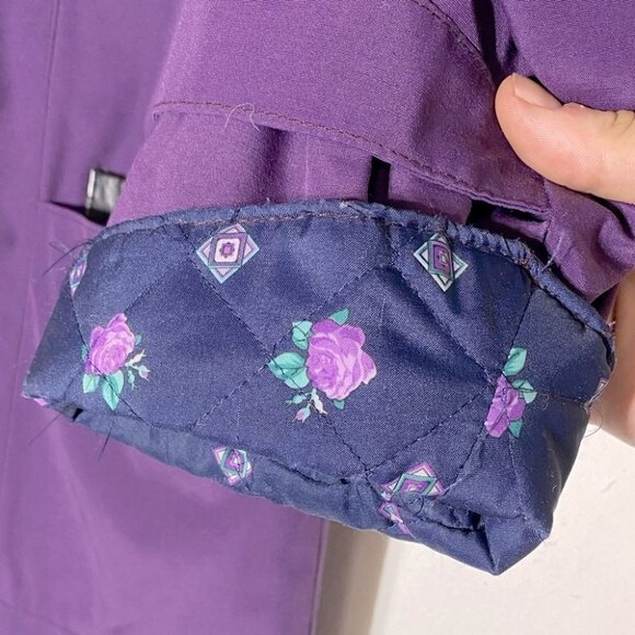 Vintage Long Purple Coat W Quilted Lining L - Picture 7 of 14